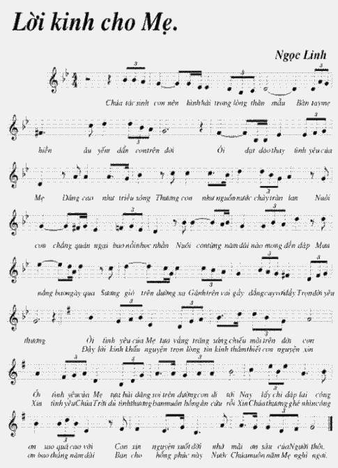 Sheet nhạc Lời Kinh Cho Mẹ